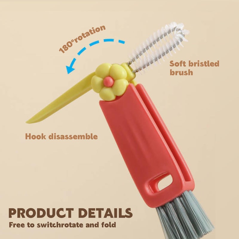 Shrunqi 3 in 1 Cup Lid Cleaning Brush, Multifunctional Cleaning Brush Portable Cup Lid Cleaner for Bottle Gap Tight Spaces Cup, Portable Cup Lid Cleaner, 1 Pcs Green - Image 3